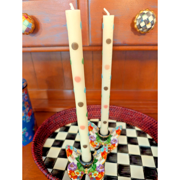 MACKENZIE-CHILDS Flower Market Butterfly Candle Holders 2-Piece Set in Gift Box - Picture 4 of 5